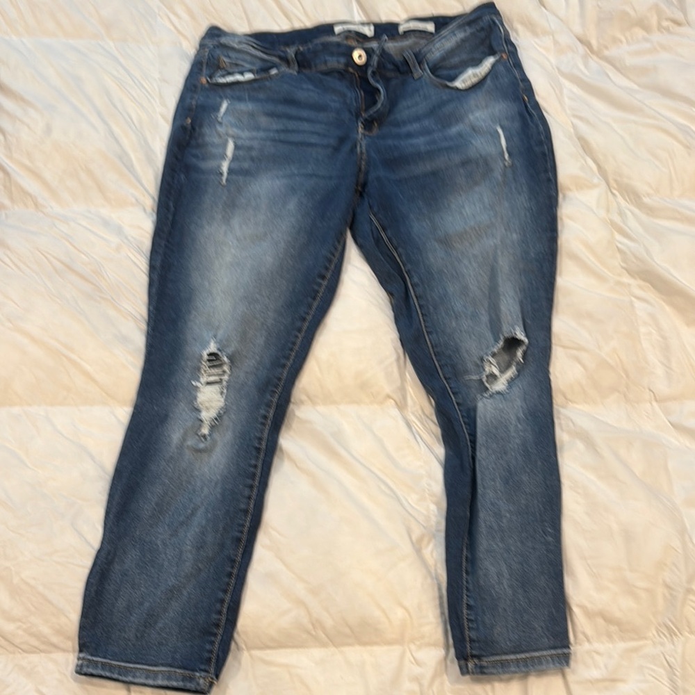 Jessica Simpson Dark Blue Distressed Cropped Jeans